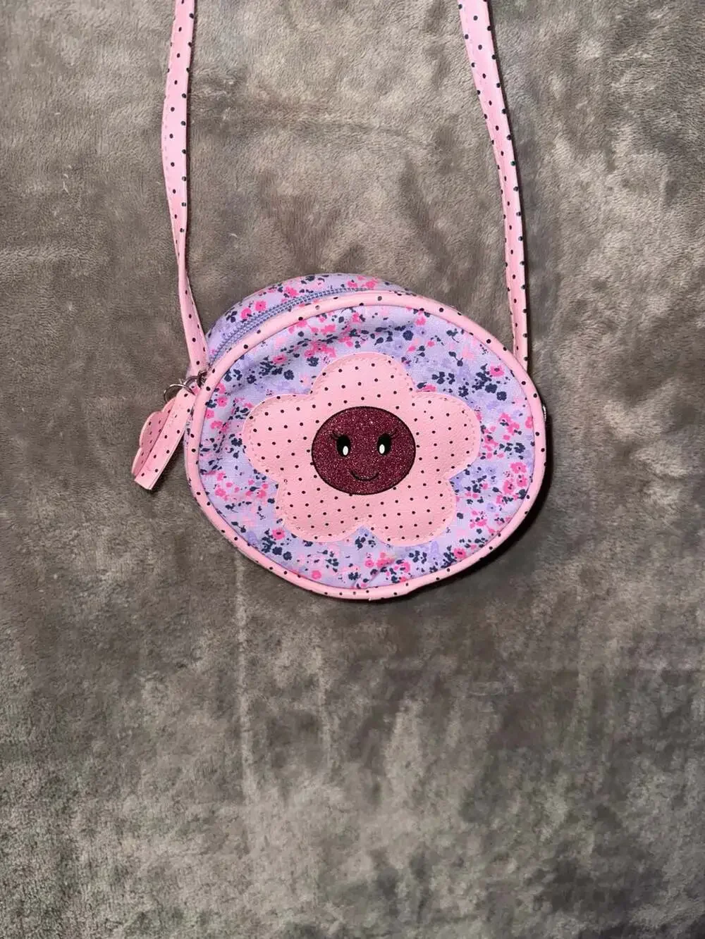 Laura Ashley Floral Smiley Face Round Crossbody Bag